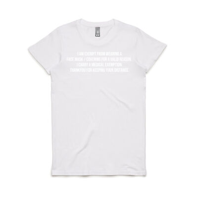 I am Exempt from Wearing a Face Mask - Women's Maple Tee Thumbnail